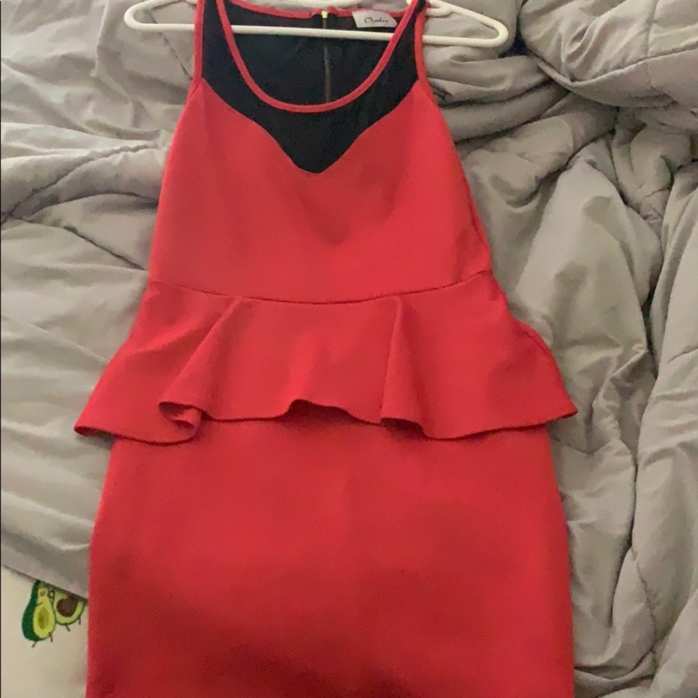 Coral peplum dress